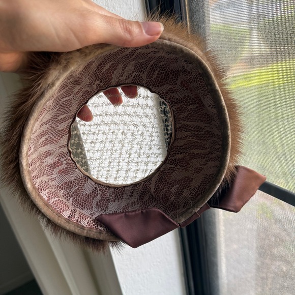 Vintage 50s Genuine Fur Pillbox Hat with Satin Bow Retro Polished Jackie O Glam - Picture 5 of 7